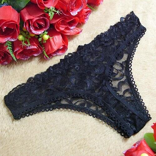 Women Sexy Lace Hollow V-string Briefs Panty Thongs G-string Lingeries Underwear
