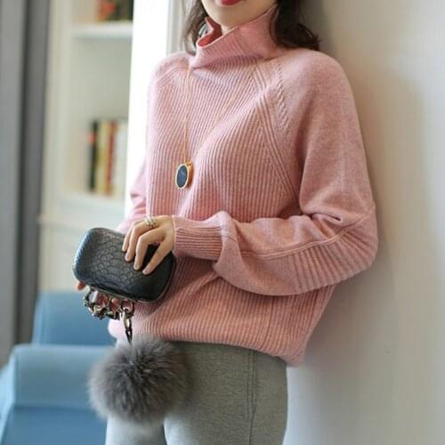 Cashmere sweater sweater 2021 autumn and winter new style 100% pure wool turtleneck pullover woman loose large size knitted top