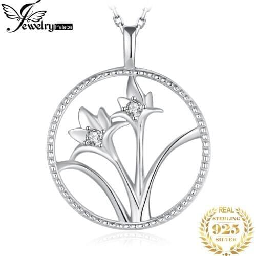 JewelryPalace Daffodil Flower Cut Coin Circle Pendant Necklace Without Chain 925 Sterling Silver Pendant Fashion Jewelry Making