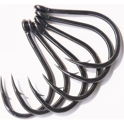 10PCS Fishing Hooks Stainless Steel Long Shank Saltwater Barbed ocean Fish Jig Hooks