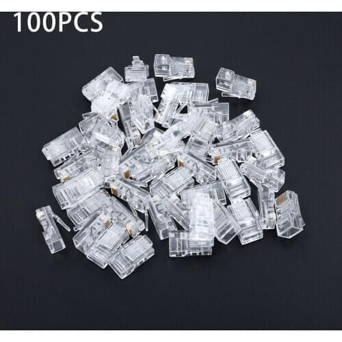 100Pcs RJ45 Network Modular Plug 8P8C CAT5e Cable Connector End Pass Through new