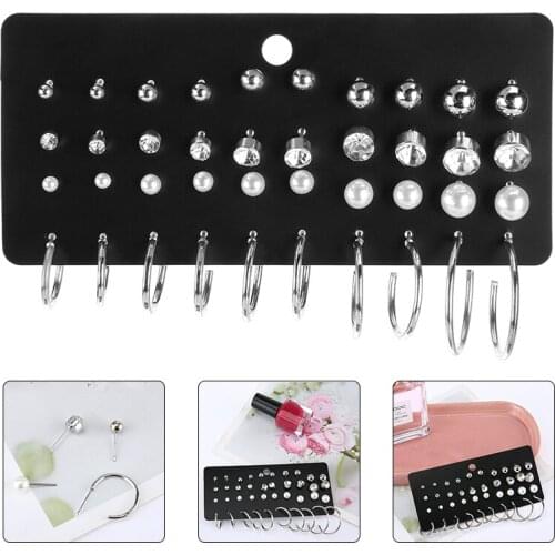 20 Pairs Crystal Pearl Earrings Set Round Small Ball Zircon Stud Earrings Gold Color Alloy C Shape Earring Women Fashion Jewelry