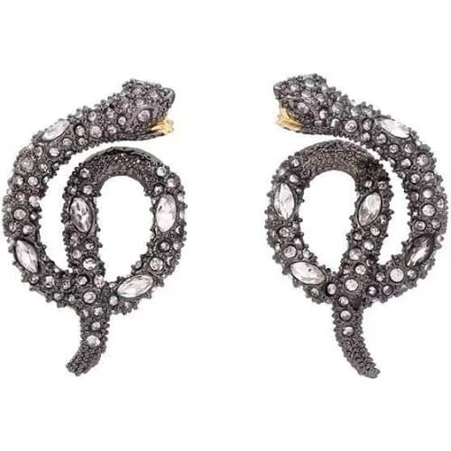 2018 Luxury Fashion Natural Geometric Stone Setting Cubic Zirconia Snake Fashion Drop Earring Necklace Jewelry For Party