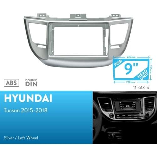 9 inch Car Radio Fascia for HYUNDAI Tucson 2015-2018 (Left Wheel) Panel Dash Kit Install Adapter Bezel Console Plate Facia Trim