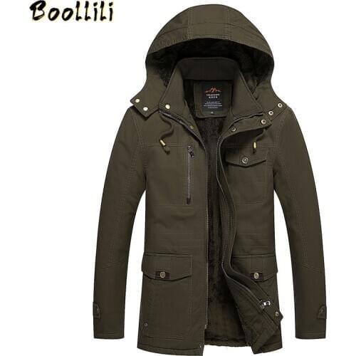 Boollili Autumn Winter Jacket Men Thick Plus Size Coat Cotton Jacket Warm Parkas Man Hooded Mens Jackets and Coats