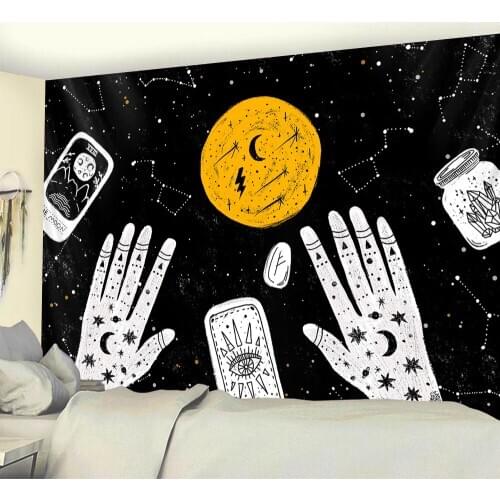 Black and white sun moon psychedelic scene witchcraft home art decorative tapestry Hippie Bohemian decorative Mandala yoga mat