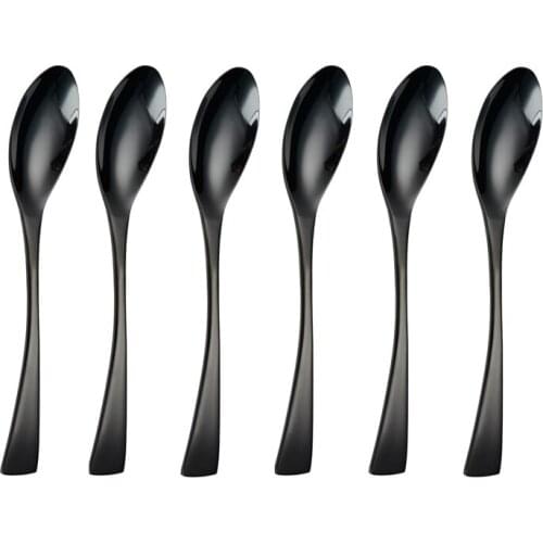 Black Metal Dinner Spoons Sets 6 pcs Gold Rose gold Silver Stainless Steel Dinnerware Set Cutlery Set Forks Knives Dropshipping