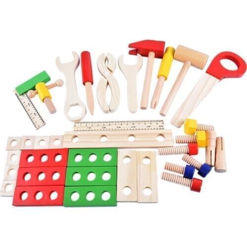 Wooden Toy Simulation Disassembly Toolbox Boy Baby Disassembly Family Toy Training Hand Eye Coordination Toolkit Toy for Boy