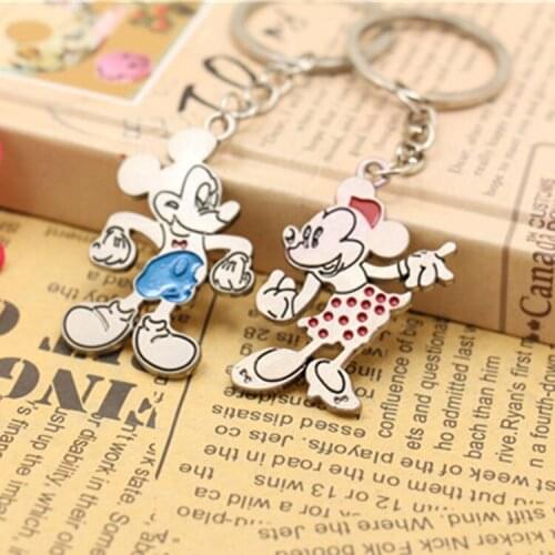 2pcs Disney Baby Playpens mickey mouse cartoon keychain car key pendant bag girl boy gift souvenir toy figure