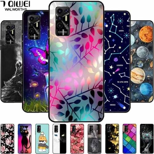 For Tecno Pova 2 Pova2 Case Black Silicone Shockproof Soft Phone Cases for Tecno Pova 2 Back Cover TPU Cute Cartoon Coque 6.9