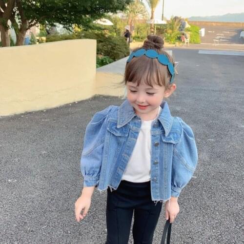 Baby Girl Denim Jacket Infant Toddler Jean Coats Children Puff Sleeve Outerwear Kids Spring Autumn Chaqueta Clothes Wz287 0-10Y
