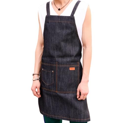 Denim Apron Kitchen Cooking Coffee Shop Hair Stylist Nail Painting Painting Men and Women Work Clothes