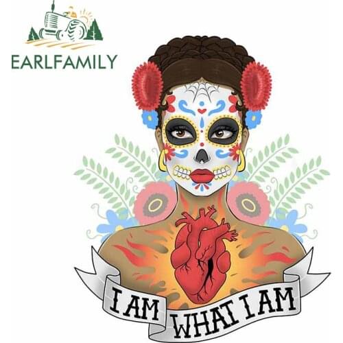 EARLFAMILY 13cm x 11cm for Sugar Skull Car Stickers Refrigerator Fine Decal Occlusion Scratch Waterproof Interesting Car Styling