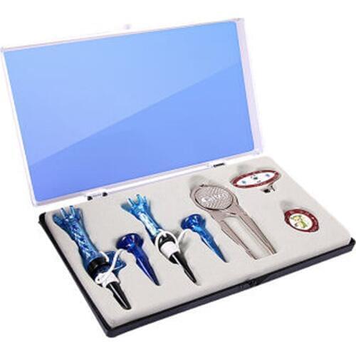 Golf Hat Clip Mark TEE Set Ball Green Fork Five Piece Set Box High Quality Golf Accessory Training Aid Professional Frictionless