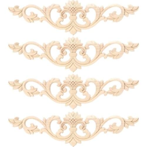 Unpainted Wood Carved Applique Beautiful Carving Decal Garden Fence For Home Furniture Wall Door Frame Cabinet Decor