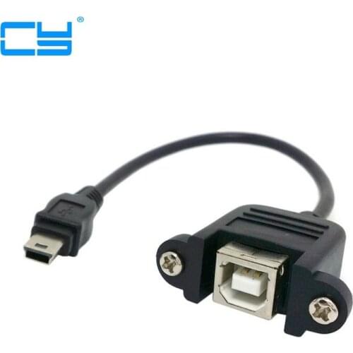 5PCS Mini USB 5pin Male to USB B Female panel mount type Cable 20cm with screws