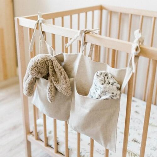 Linen Bedside Hanging Pocket Storage Bag Bedroom Magazine Storage Pouch Diaper Caddy Toy Holder Baby Tissue Box Home Organizer