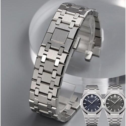 Metal Watchbands For Audemars Piguet AP ROYAL OAK Fold Clasp Strap Watch Accessories Solid Stainless Steel Watch Bracelet Chain