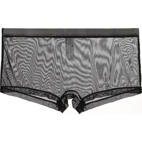 Mesh Sheer Underwear Mens Transparent Shorts Boxers Sexy Breathable Underpants Comfortable Male Underwear Cueca Panties A50