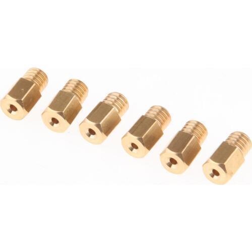 6 Pieces Motorcycle Carburetor Main Jet Set Hex Head - Size 280 290 300 310 320 330 Brass