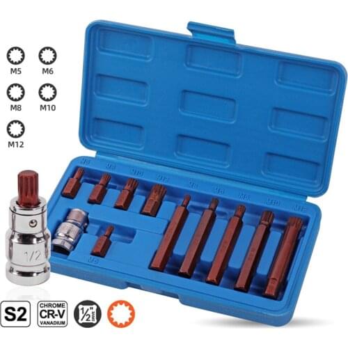 Hi-Spec 11pcs Extra Long Reach Torx Bit Set Security Screwdriver Bits Torx Star Hex Spline Wrench Spanner Sleeve Car Repair Tool