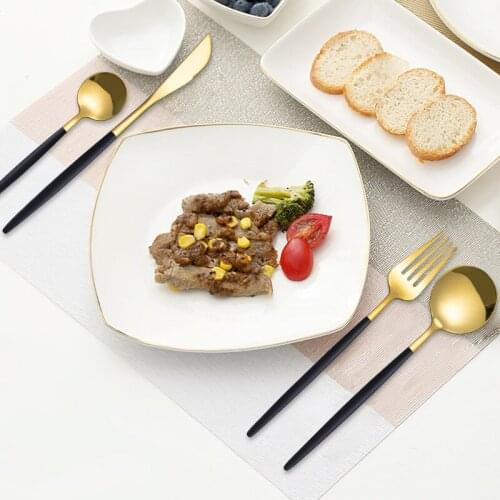 24pcs Gold Dinnerware Set Stainless Steel Tableware Set Knife Fork Spoon Flatware Set Dishwasher Safe Cutlery Set Gift Box