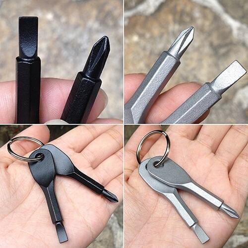 2 Keys Stainless Keychain Screwdriver Set Outdoor Multifunction Pocket Tool Outdoor first aid kit