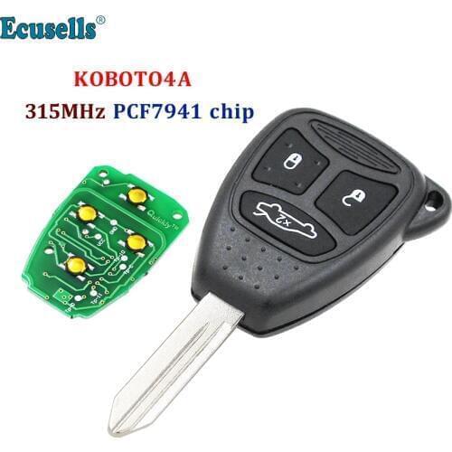 New Replacement 3 Button Remote Car Key For Chrysler for Jeep 315MHz PCF7941 Chip KOBOTO4A Big Button