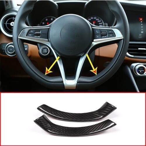 Real Carbon Fiber Steering Wheel Decoration Frame Strip Cover Trim For Alfa Romeo Giulia Stelvio 2017 2018 2019 Car Accessory