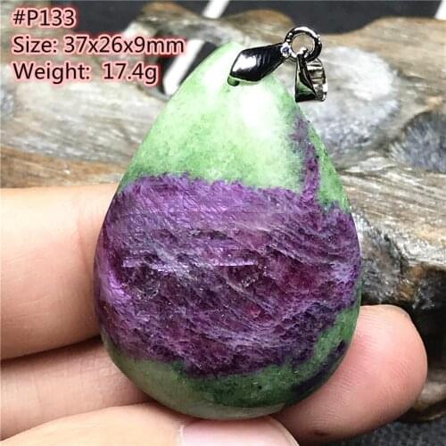 Top Natural Ruby Zoisite Tumbled Crystal Pendant Jewelry For Women Men Healing Luck 36x26x9mm Beads Stone Silver Gemstone AAAAA