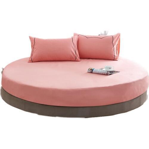 100% Pure Cotton Round Fitted Bed Sheet European Style Solid Color Bedspread Bed Linen for Round Diameter 200cm-220cm