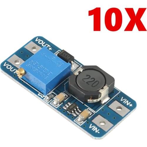 10PCS MT3608 DC-DC Step Up Converter Booster Power Supply Module Boost Step-up Board MAX Output 28V 2A