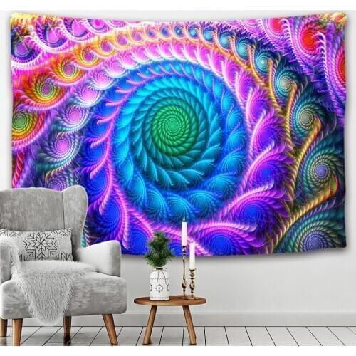 Psychedelic Scene Swirl Pattern Art Bedroom Tapestry Home Decor Sofa Blanket Hippie Mandala Sheets Bohemian Decor Yoga Mat