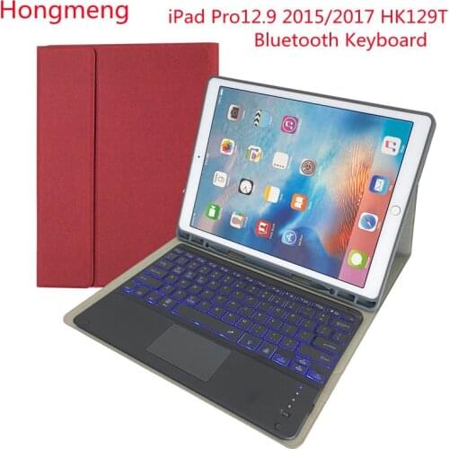 Hongmeng Bluetooth Keyboard Leather Case Detachable Touch Backlit Wireless Keyboard For iPad Pro 12.9 2017 Tablet Case