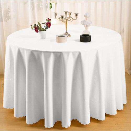 1pcs Polyester Plain White 300cm Round Table Cloth Tablecover For Event Hotel Banquet Wedding Decoration Tablecloth