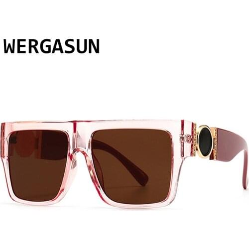 WERGASUN Square Sunglasses Women Luxury Brand Retro Oversized Women Sunglasses Luxury Glasses High Quality Vintage Oculos