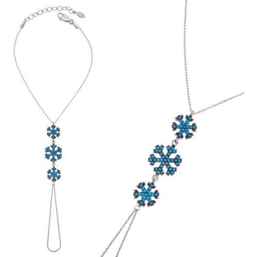 Tevuli 925 Sterling Silver Snowflakes Şahmeran Bracelet