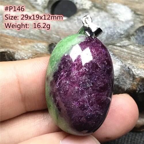 Top Natural Ruby Zoisite Tumbled Pendant Jewelry For Women Men Healing Luck 35x22x10mm Beads Crystal Stone Silver Gemstone AAAAA