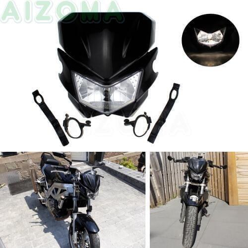 Street Bike Motorcycle Headlight Front Head Lamp Fairing Black For Honda Suzuki Kawasaki KSR KLX KLR KX 110 125 150 250 650