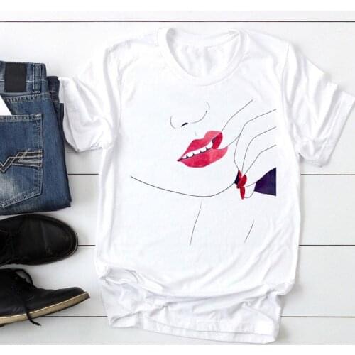 Women Short Sleeve Finger Nail Cute 90s Fashion Cartoon Summer Lady Print Tee Graphic T Top Female Tshirts Clothes T-Shirt