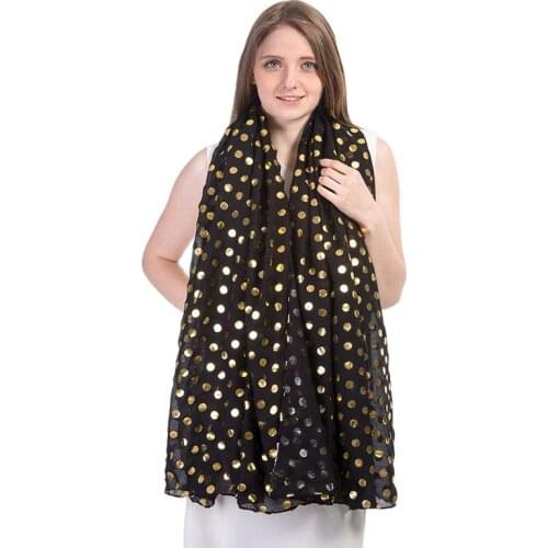 Woman Muslim hijabs Gold dot Print Female long Head scarfs Spring viscose foulard Shawl Wraps V8A20794