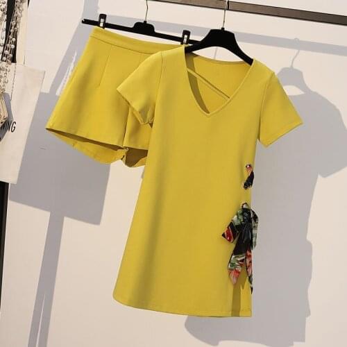 Womens Slimming and Belly-covering Dress Suit Korean Version of Slim Slimming Fat Sister Western Style Skirt Summer