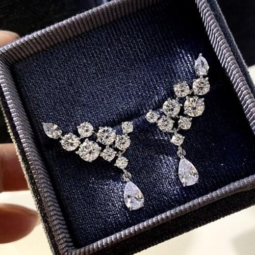 ZHOUYANG Drop Earrings for Women Luxury Zircon Angel Wings Jewelry Korean Silver Color Gift Fashion Wholesale Accessories KCE016