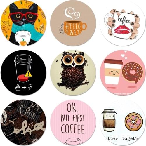 58mm Coffee Art Cat Icons Pins Badge Decoration Brooches Metal Badges For Backpack Decoration