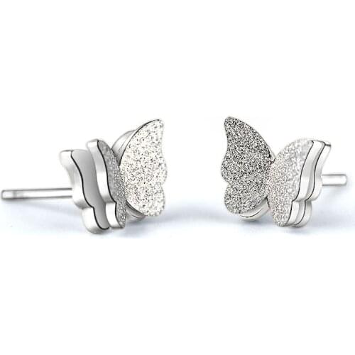 1Pair Butterfly Small Ear Studs Earrings Titanium Steel Silver Rose Gold Surgical Stainless Steel Brincos Pendientes For Women