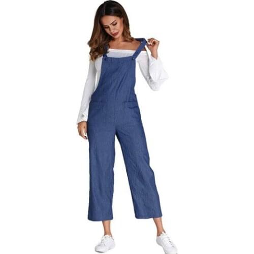 2020 New Autumn Fashion Denim Women Romper Jumpsuit Casual Womens Solid Long Pants Playsuit
