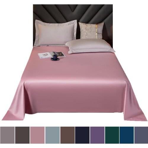 23 100%Satin Cotton Flat Bed Sheet Double Size Standard Pillowcase Pink Solid Color 60S Bed Sheets Queen Bed Linens Cotton