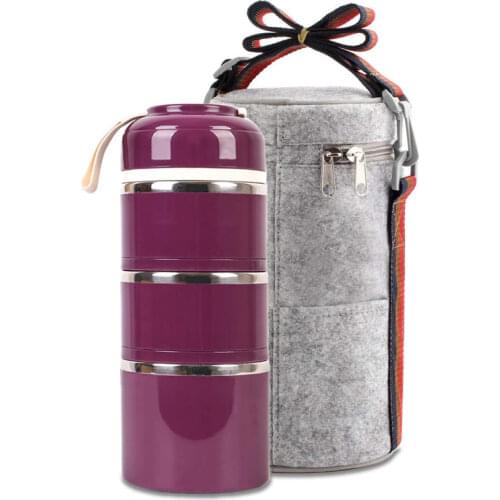 3 Tier Stainless Steel Lunch Box Insulation Food Soup Container Lunchbox Bag Portable Outdoor Bento Leak-Proof Kitchen 3 Layer
