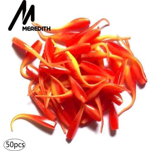 50pcs Colorful Sexy Tail Shad Soft Bait for Freshwater Saltwater Fishing Bass Tadpole Plastic Swimbait Fly Fishing Free shipping