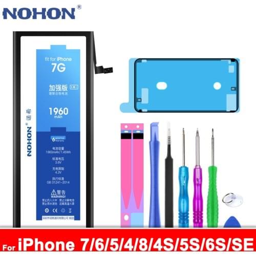 NOHON Battery For iPhone 7 6 5 4 8 4S 5S 5C 6S SE Bateria For iPhone7 iPhone6 Replacement Real Capacity Phone Batarya Free Tools